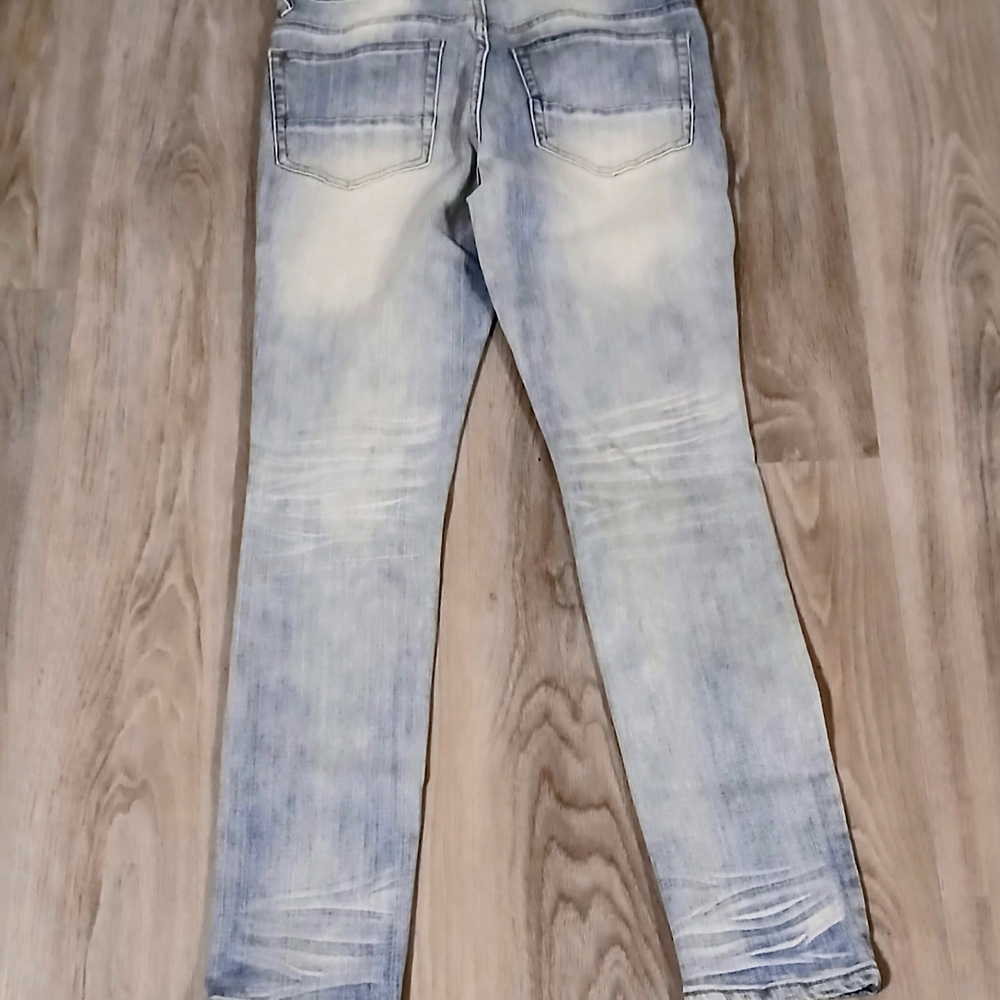 NOVAMEN Men's Western Distressed & Ripped Light Wash Jeans SIZE 32